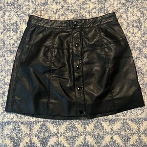 Free People black faux leather skirt with built in liner, size 8